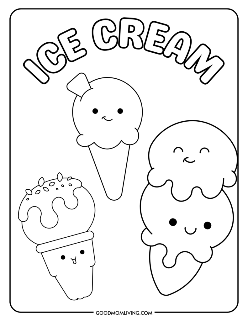 Ice cream coloring pages free for kids and adults