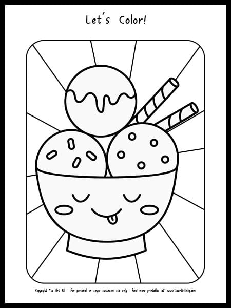 Bowl of ice cream coloring page free printable â the art kit