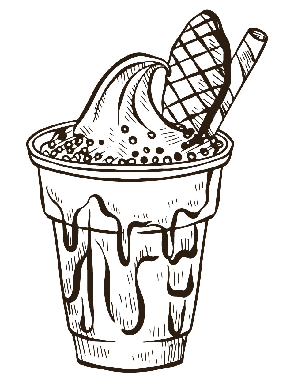 Yummy ice cream coloring pages for kids and adults