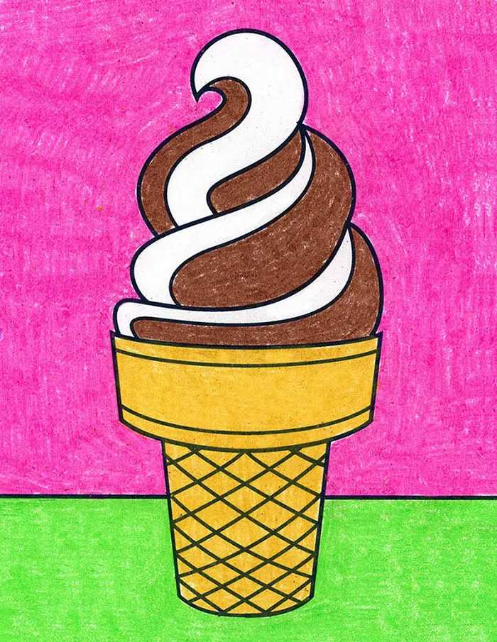 Easy how to draw ice cream tutorial ice cream coloring page