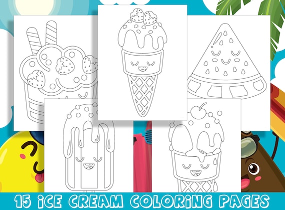 Sweet treats delicious ice cream coloring pages for preschool and kindergarten pdf file instant download