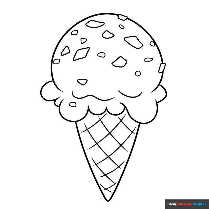 Mint chocolate chip ice cream coloring page easy drawing guides