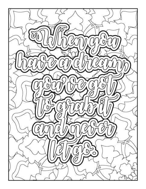 Premium vector motivational quotes coloring page inspirational quotes coloring page coloring page for adults