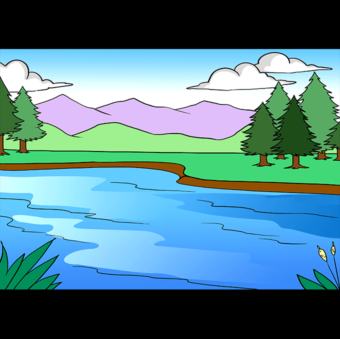 Lake drawing tutorial