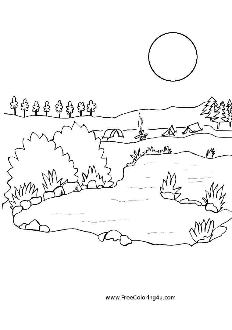 Coloring page lake nature â printable coloring pages