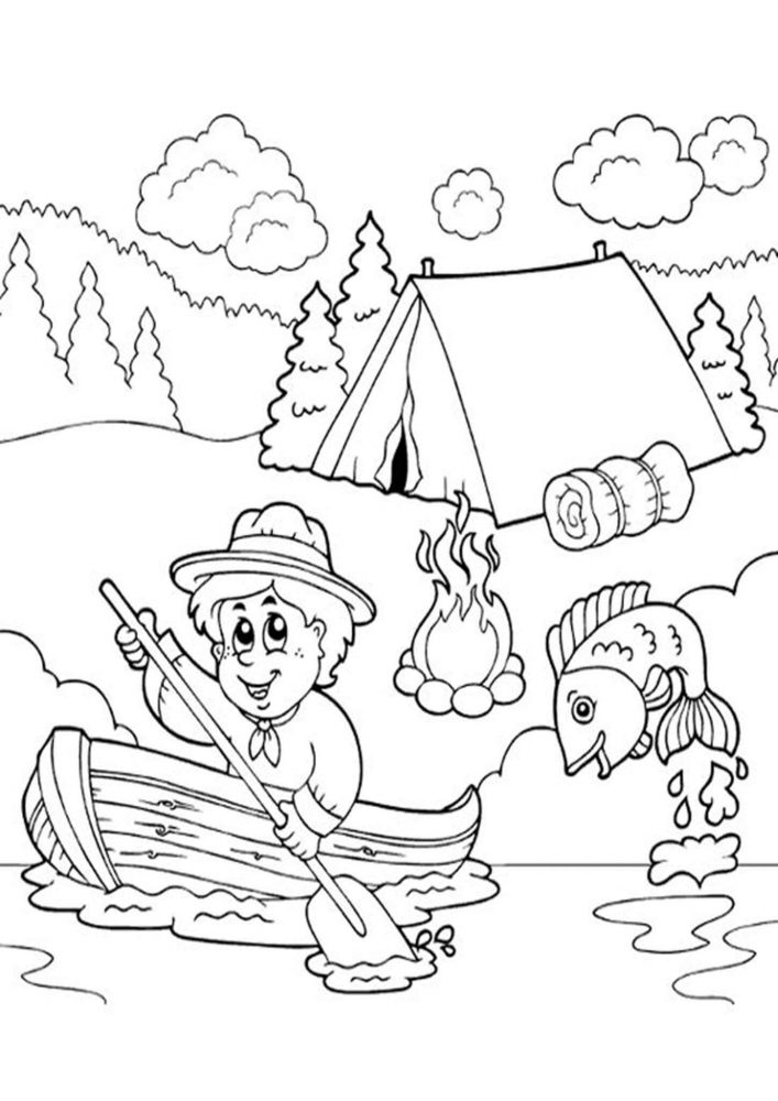 Free easy to print camping coloring pages