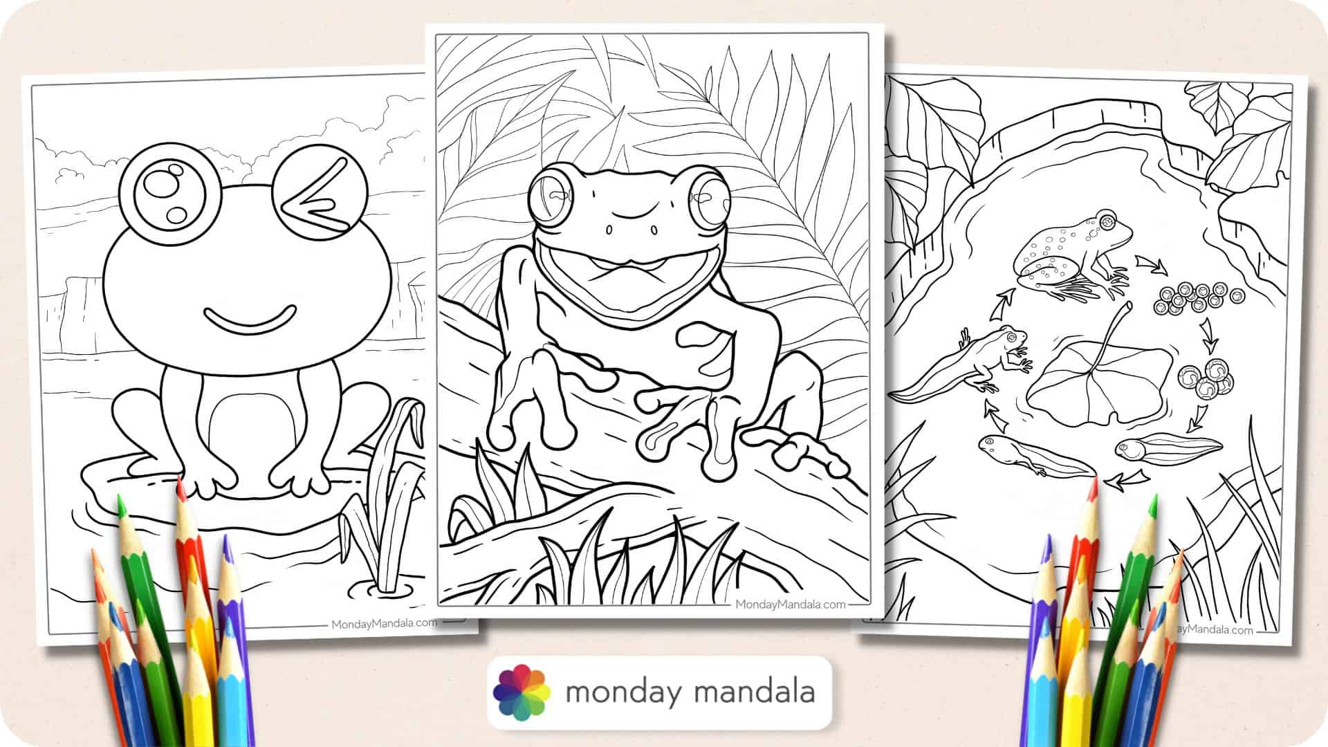 Frog coloring pages free pdf printables