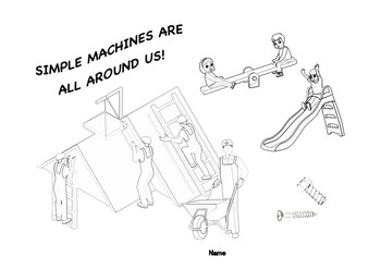 Simple machines are all around us colouring page distance learning