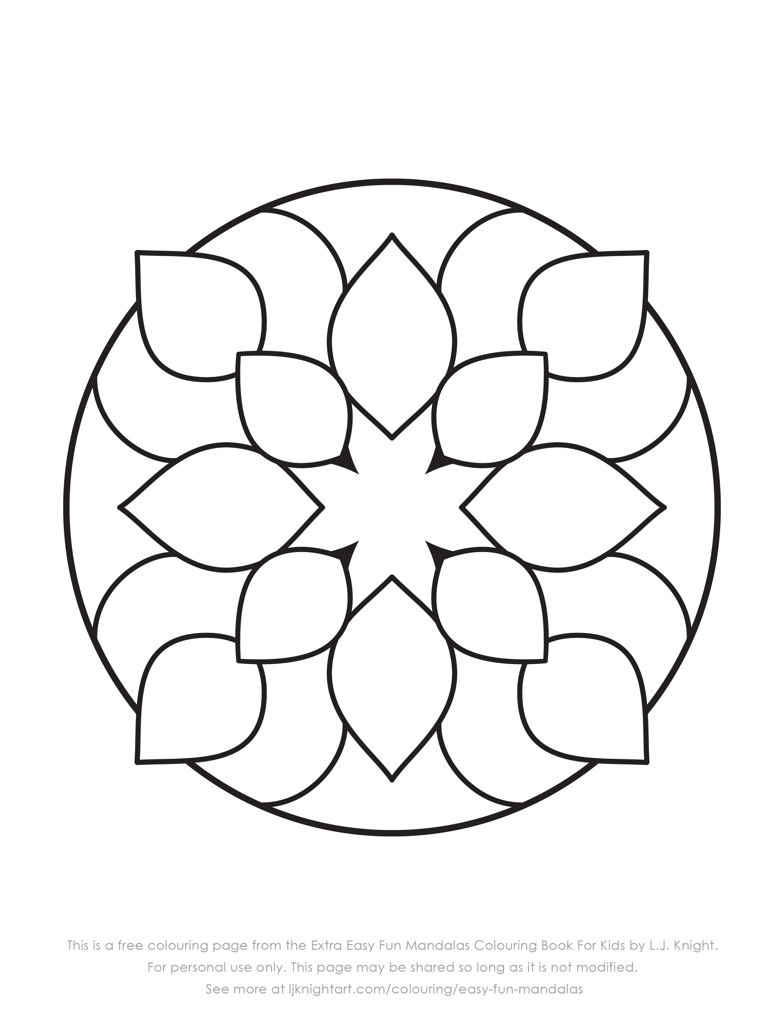 Free very simple mandala colouring page for kids download lj knight art