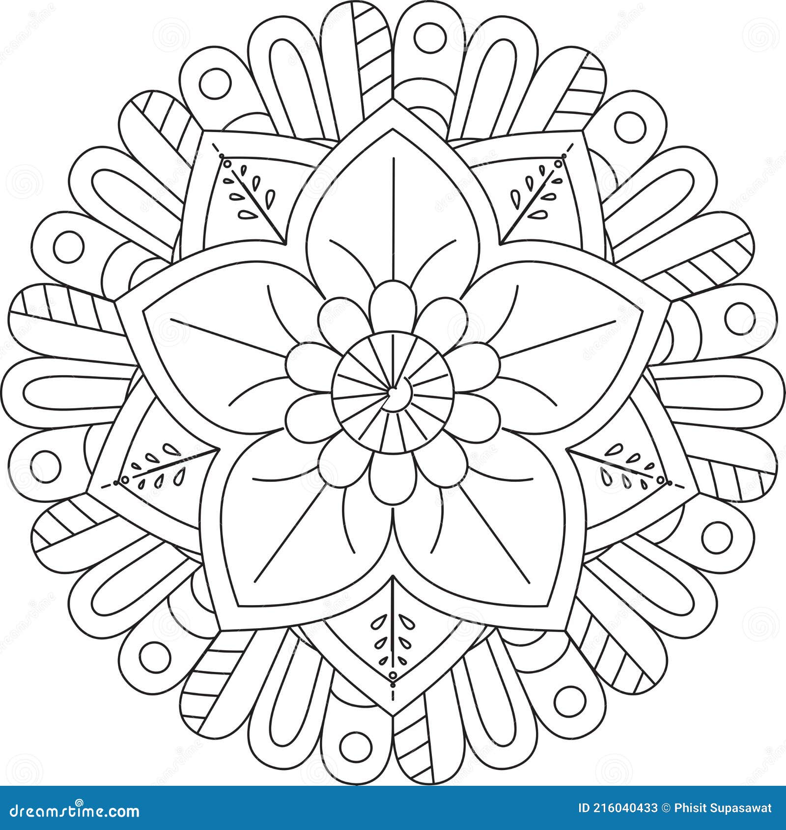 Simple mandala circle coloring page for adult children stock vector