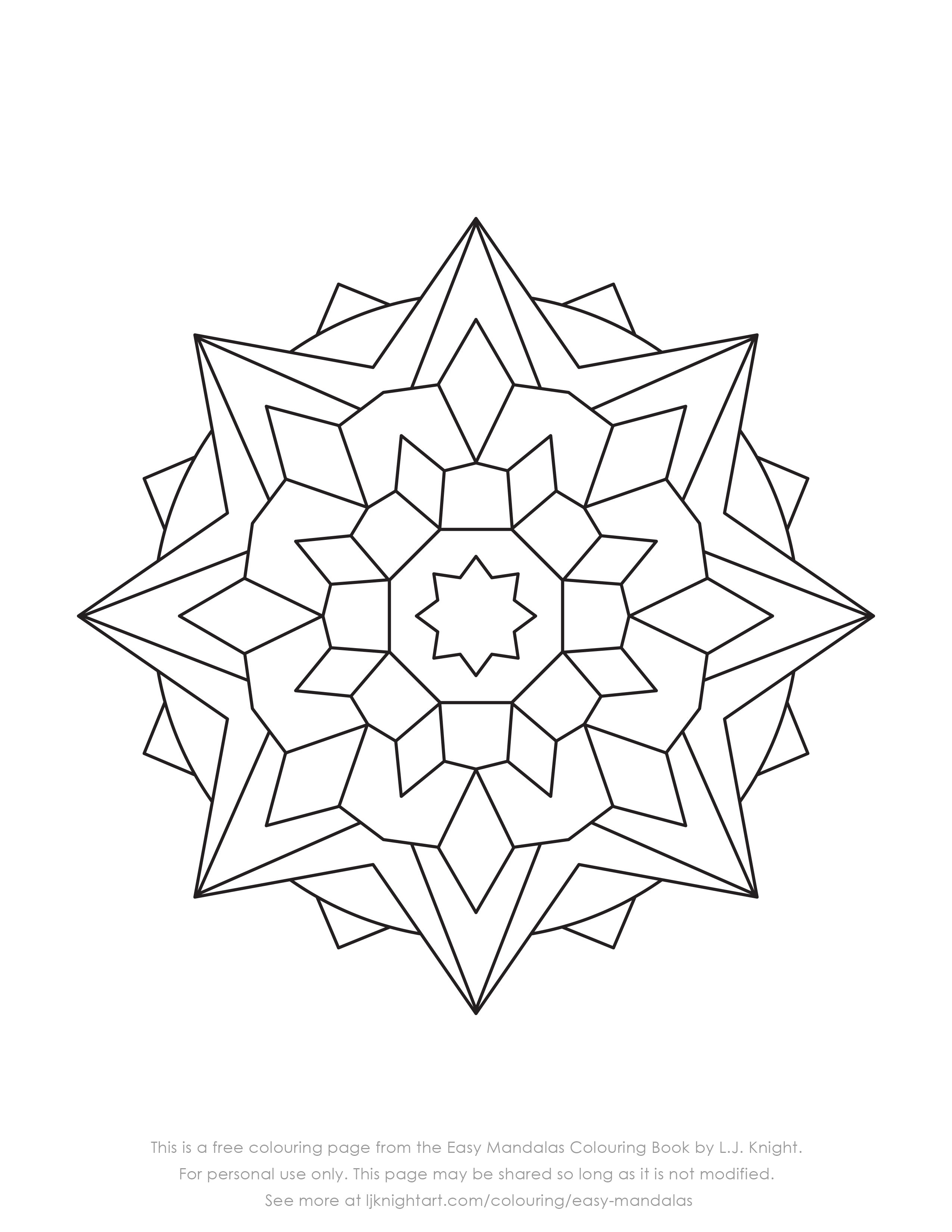 Free easy mandala colouring page download lj knight art