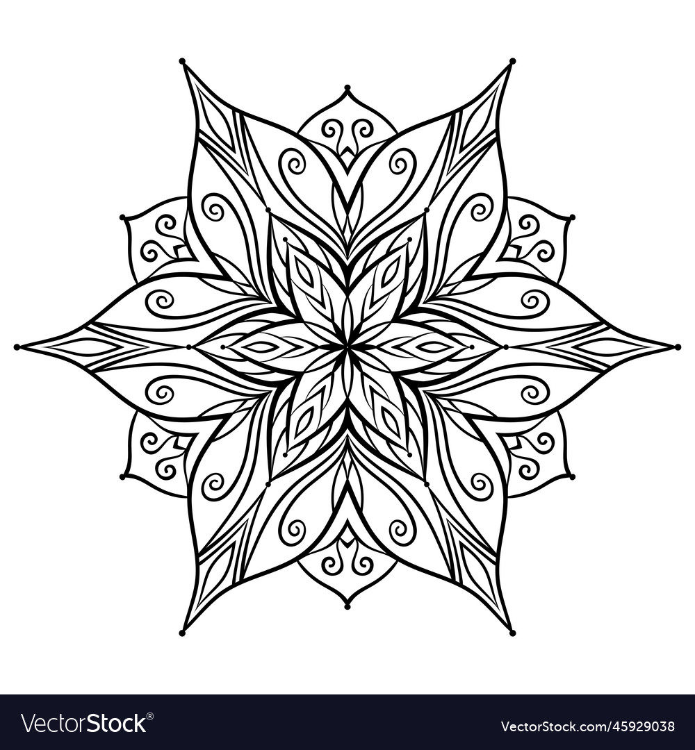 Flower mandala coloring page simple symmetric vector image