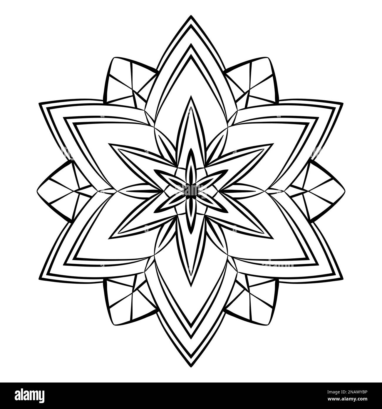 Flower mandala coloring page simple symmetric floral shape for mindful coloring stock vector image art