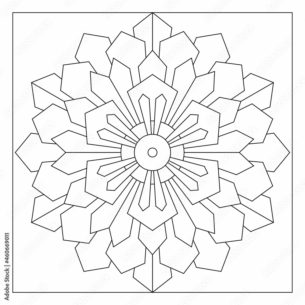 Simple mandala designs to color easy coloring pages for seniors floral drawing from fold rotational symmetry of various shapes in hexagonal form tile pattern in eps file vector