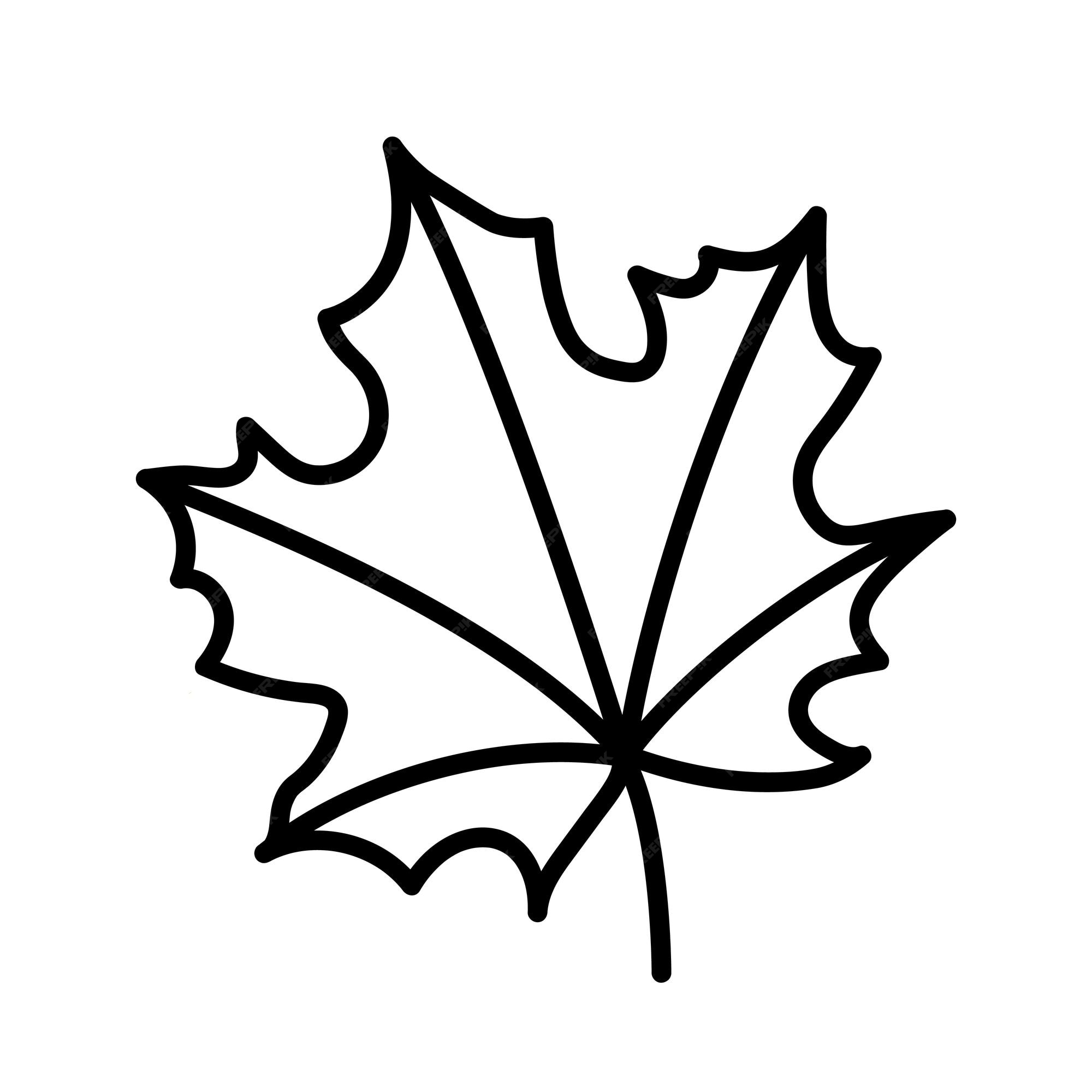 Premium vector maple leaf black line vector illustration autumn season symbol thick black outline simple doodle design element