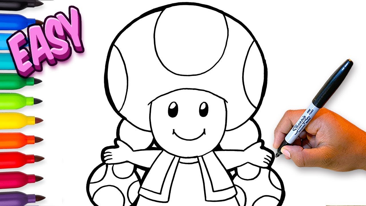 How to draw toadette fro super ario bros step