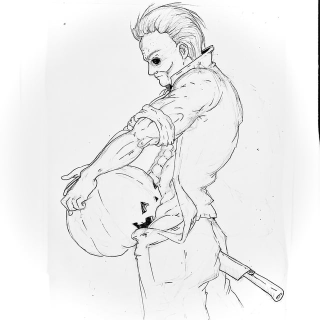 Day michael myers monster smashing some pumpkussy rillustration