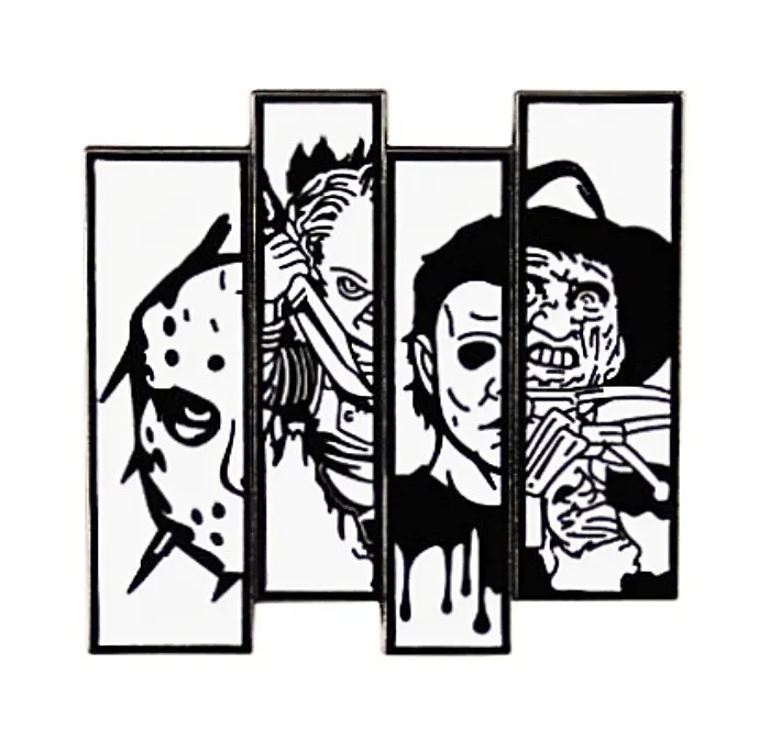 Jason chucky michael myers and freddy horror metal enamel panel pin new unused