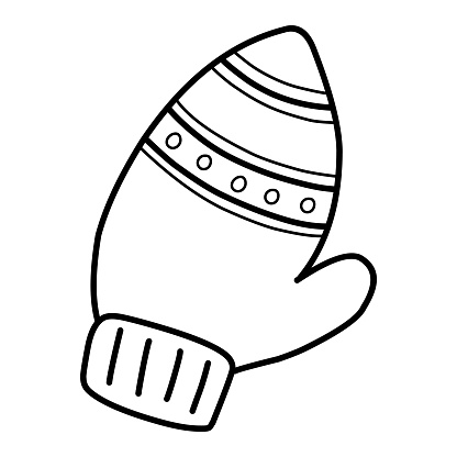 A winter mitten in the style of a doodle simple coloring stock illustration