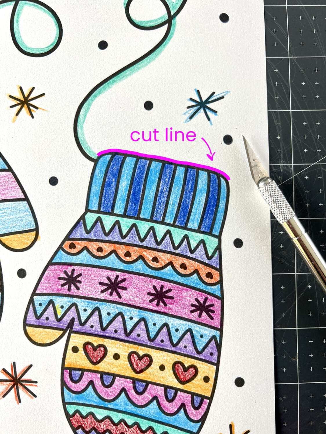 Mitten coloring page gift card holder