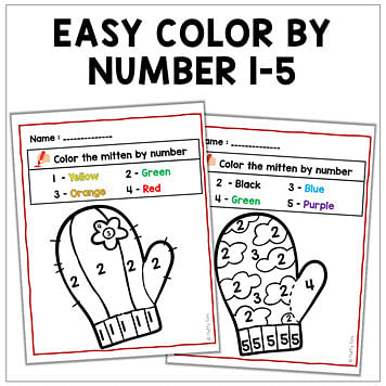 Mitten easy color by number