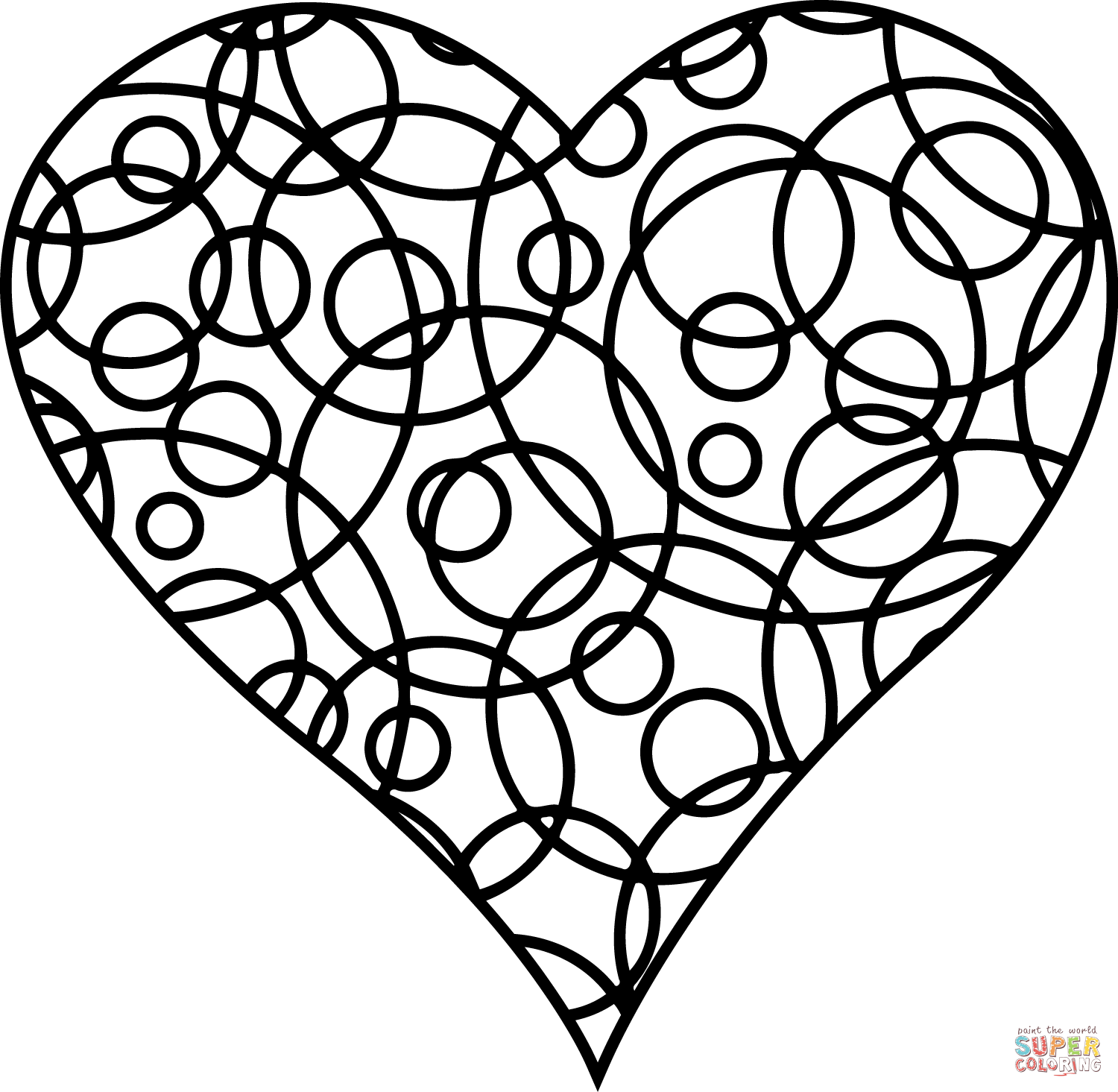 Patterned heart coloring page free printable coloring pages