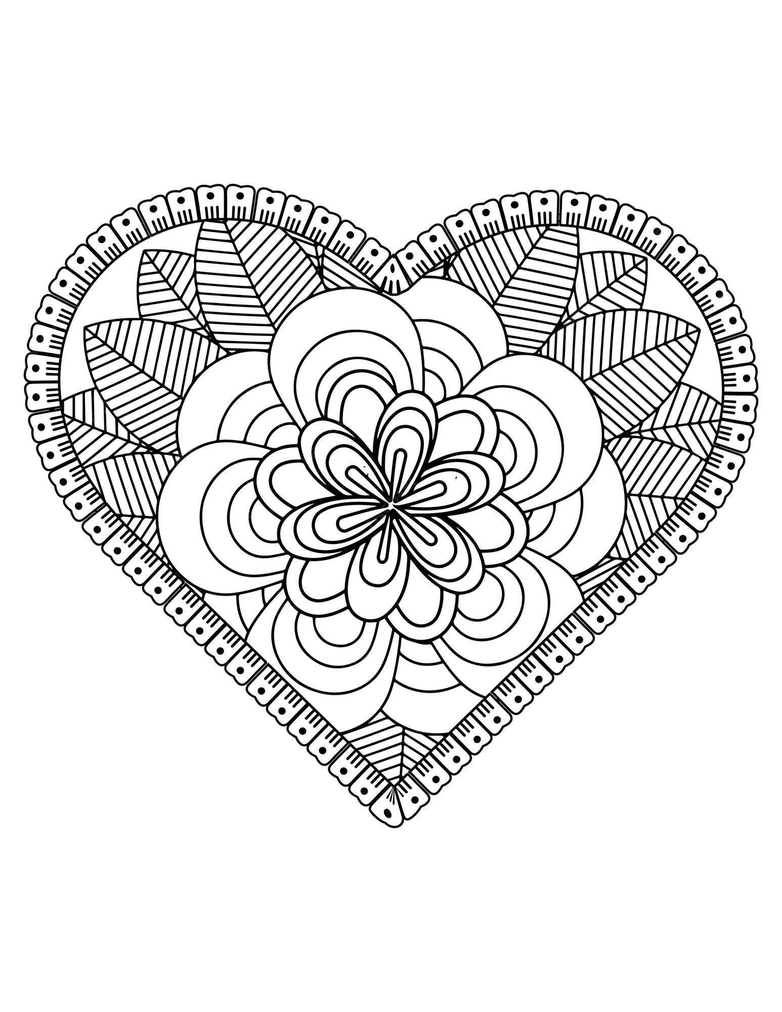 Premium vector heart coloring page for adult and kids love coloring vector valentine pattern design valentine