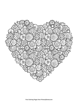 Floral heart coloring page â free printable pdf from