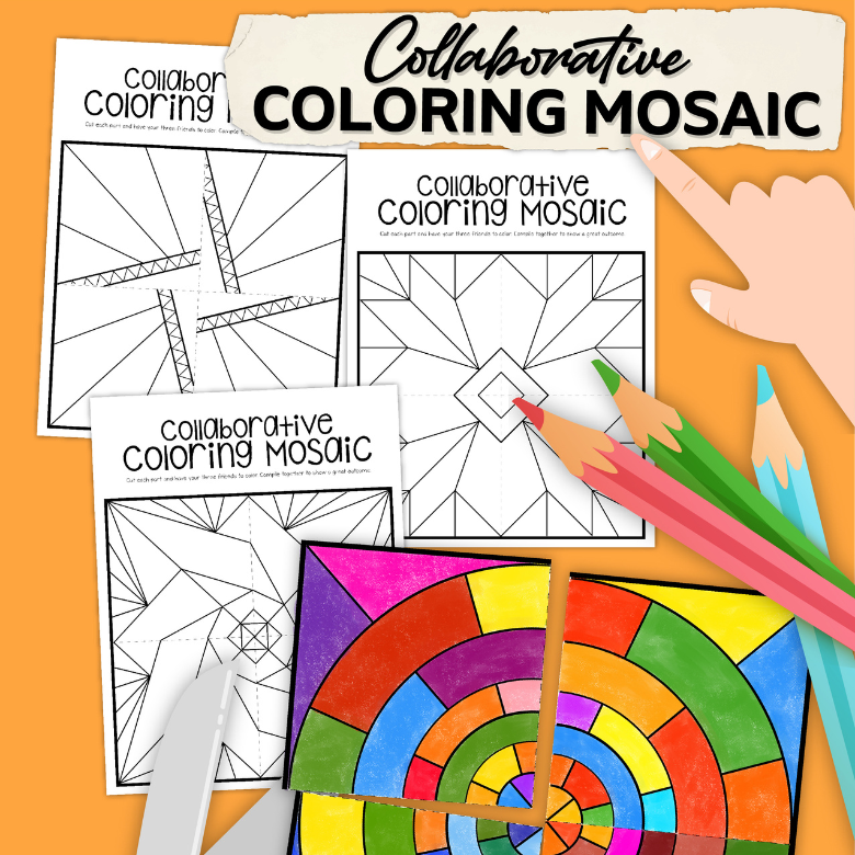 Collaborative mosaic coloring pages â messy little monster shop