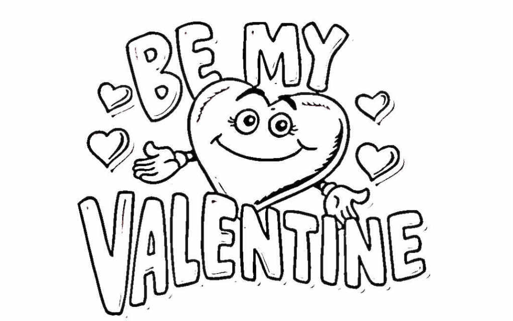 Fun valentine and hearts colouring pages for kids