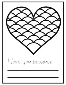 Valentines day heart coloring pages i love you because writing prompt