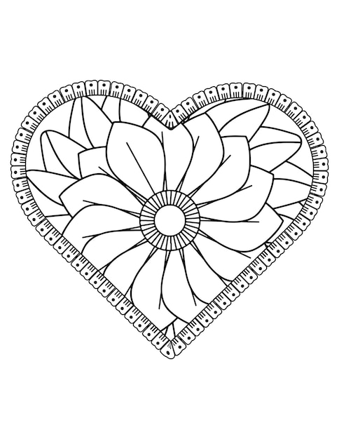 Premium vector heart coloring book for adults heart ornament heart heart mandala pattern heart background