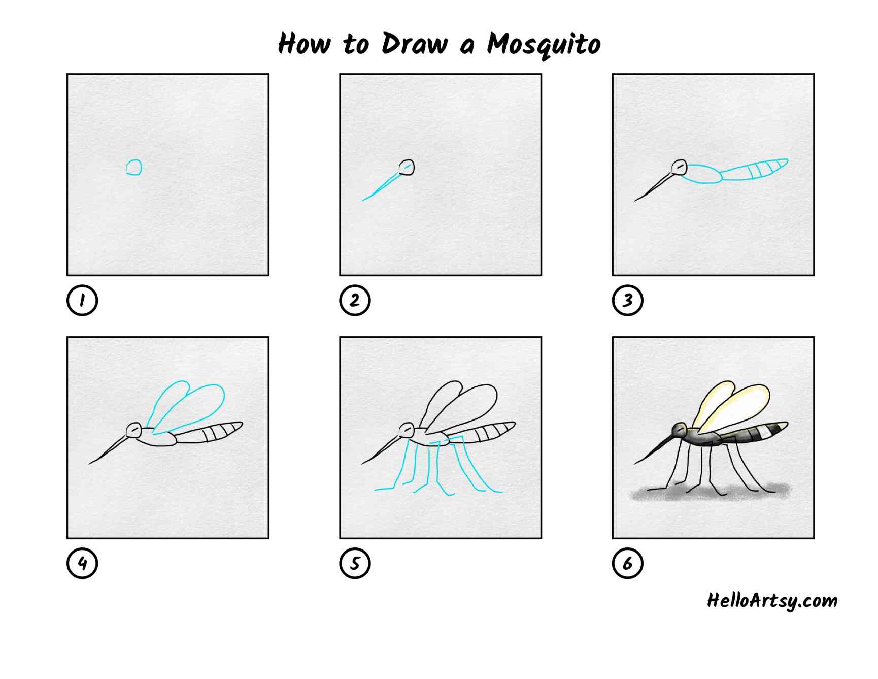 How to draw a mosquito