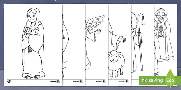 Childrens nativity colouring pages teacher made