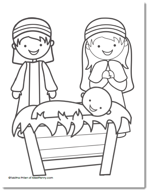 Free nativity coloring page