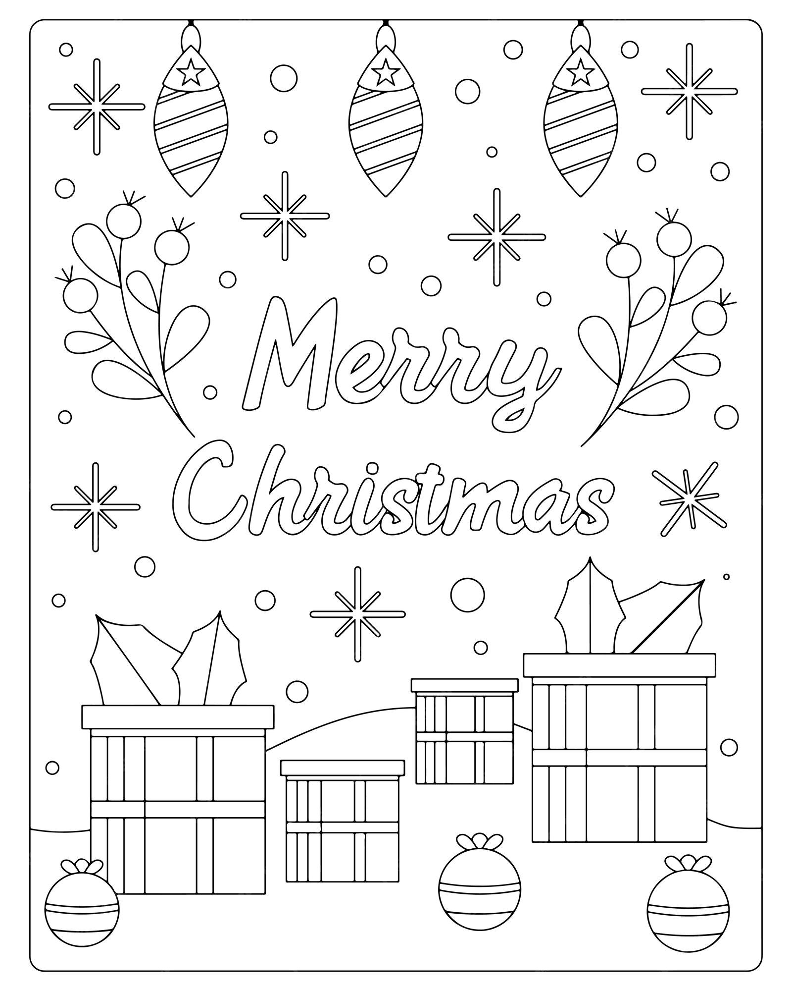 Premium vector christmas coloring page premium vector for kids