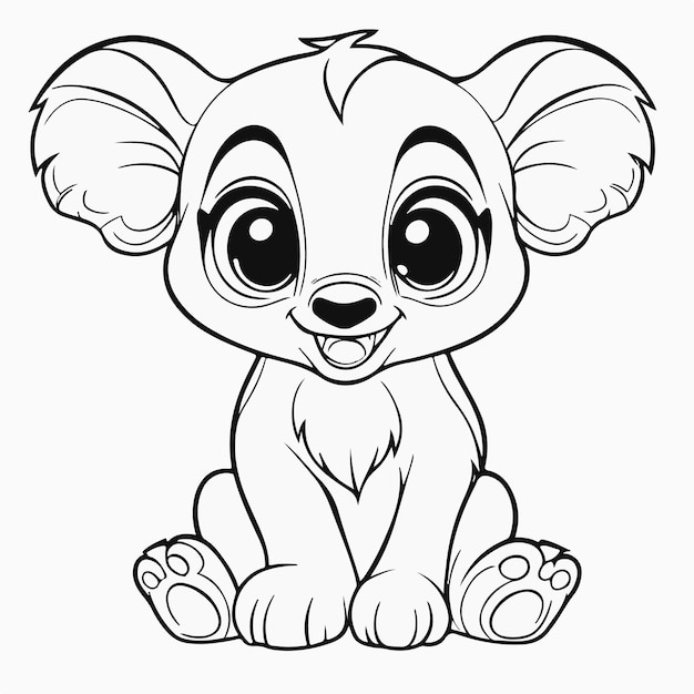 Premium vector simple line art coloring pages cute baby animals