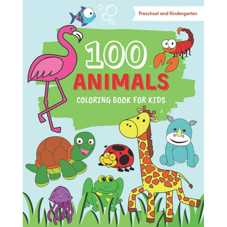 Animals coloring book for kids easy coloring pages with cute animals from farms oceans and jungle for toddlers boys girls preschool and kindergarten paperback