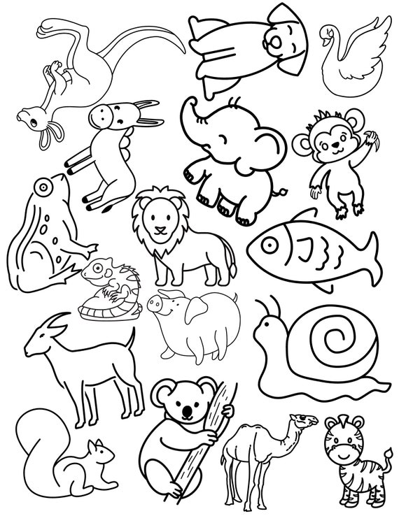 Printable simple outline animal coloring pages