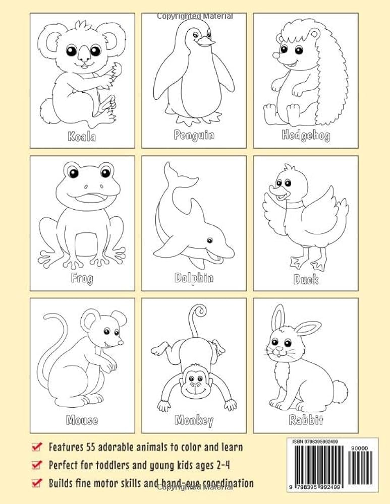 My first animal coloring book for toddlers big and simple coloring pages with cute animals to color and learn for kids ages