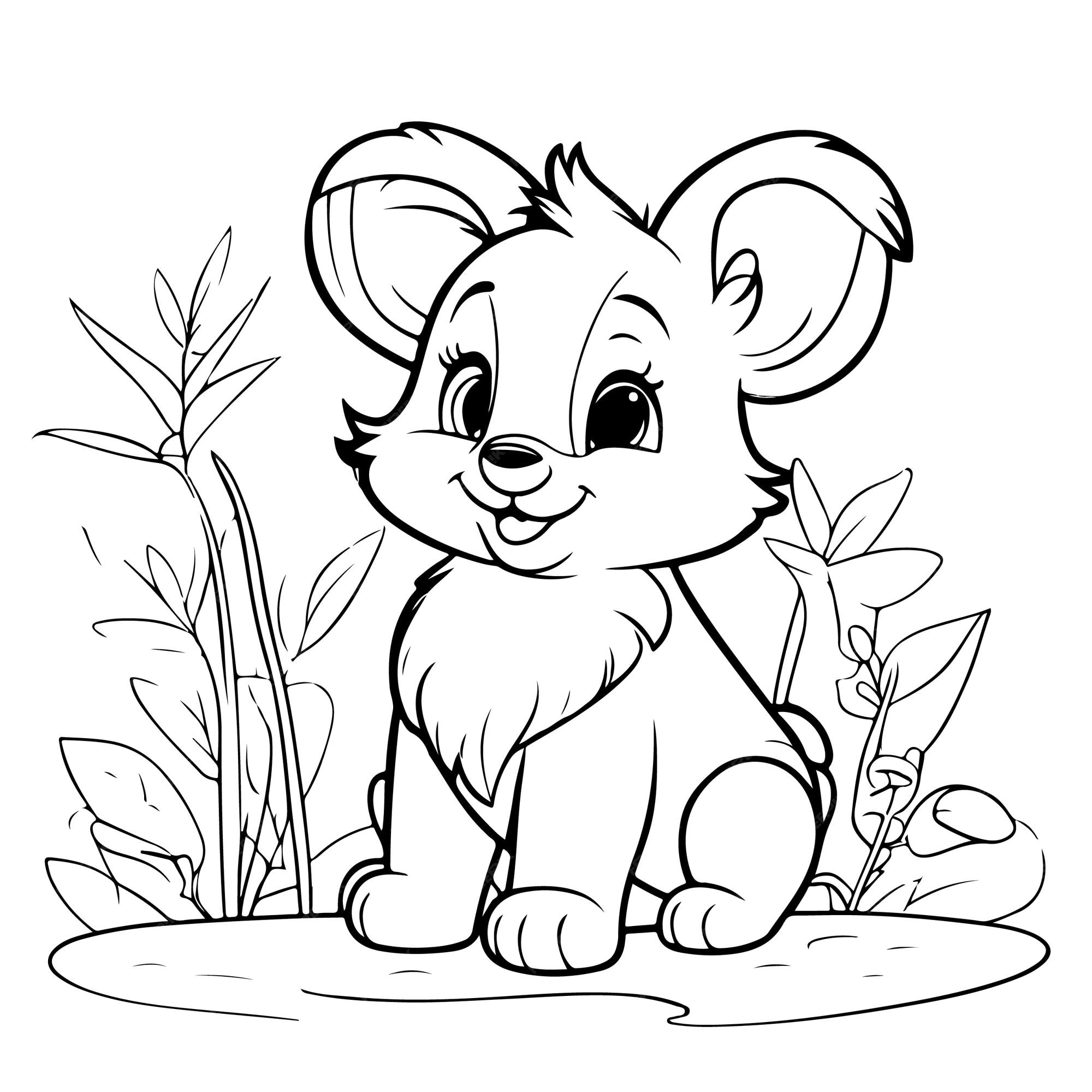 Premium vector simple line art coloring pages cute baby animals