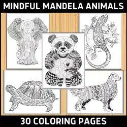 Mindful mandela animals coloring pages by teach simple