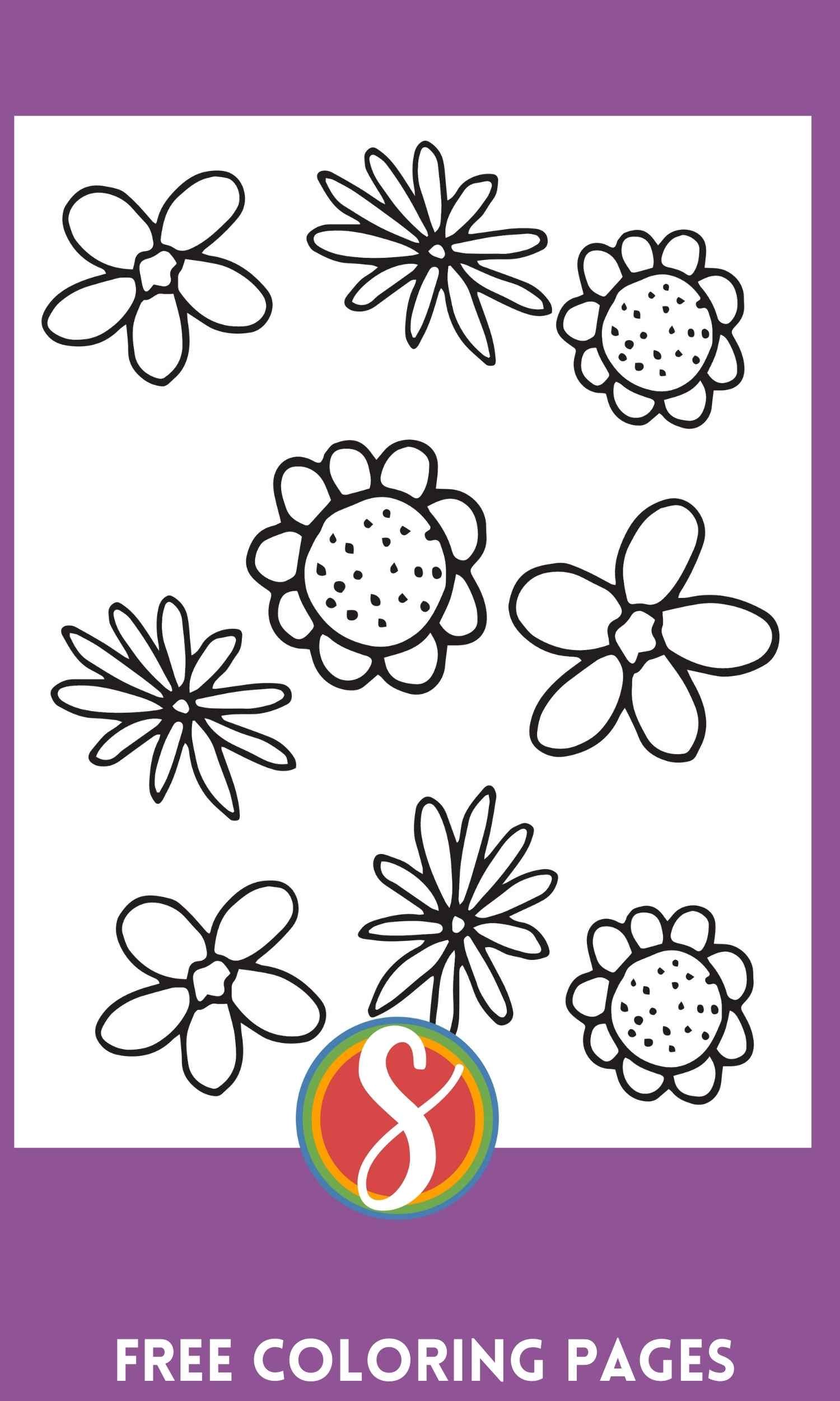 Free flower coloring pages â stevie doodles