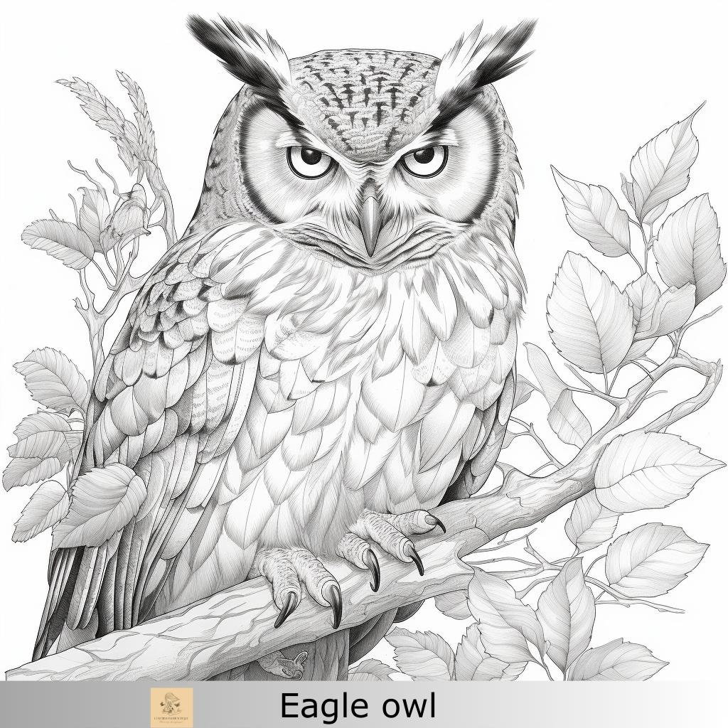 Greyscale beautiful owl printable coloring page printable adult coloring page download greyscale illustration png download now