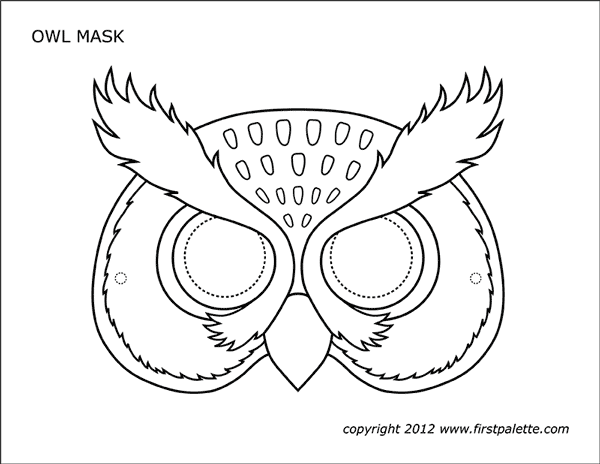 Owl mask free printable templates coloring pages