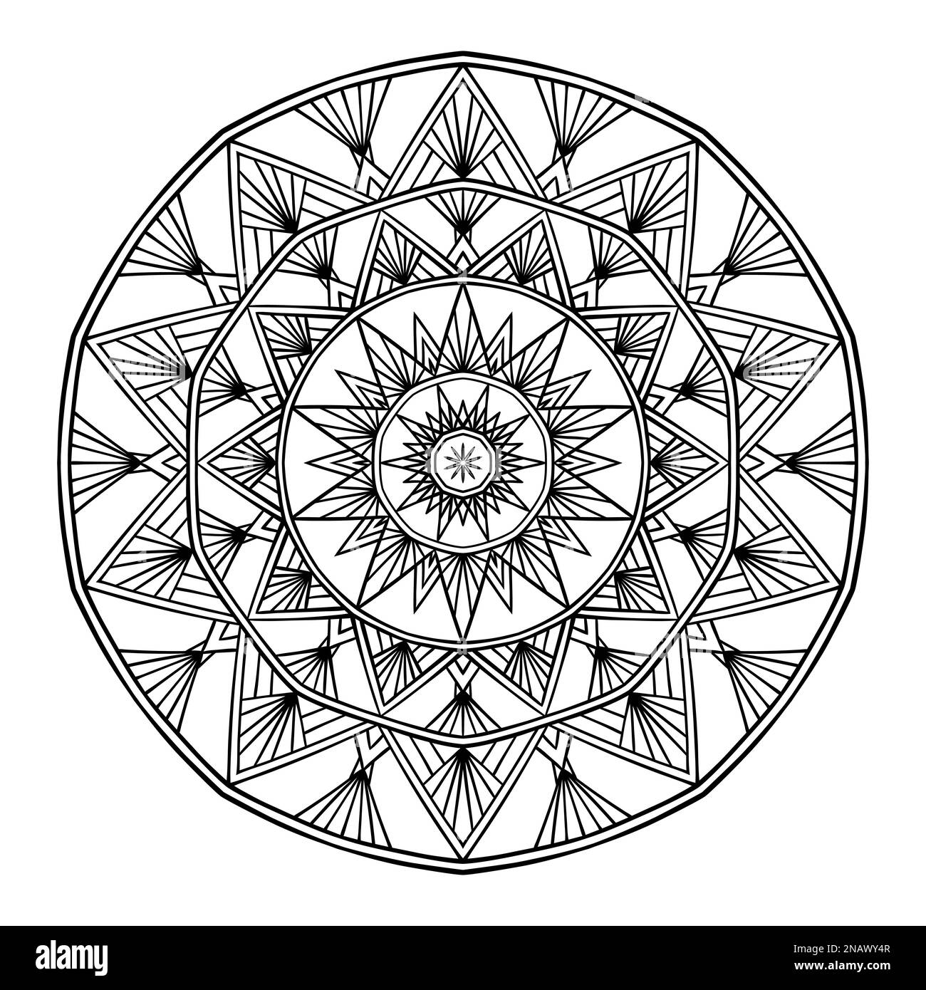 Flower mandala coloring page simple symmetric floral shape for mindful coloring stock vector image art