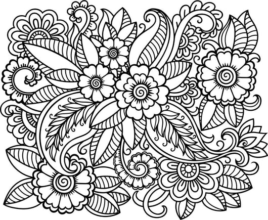 Simple floral pattern coloring page decal â