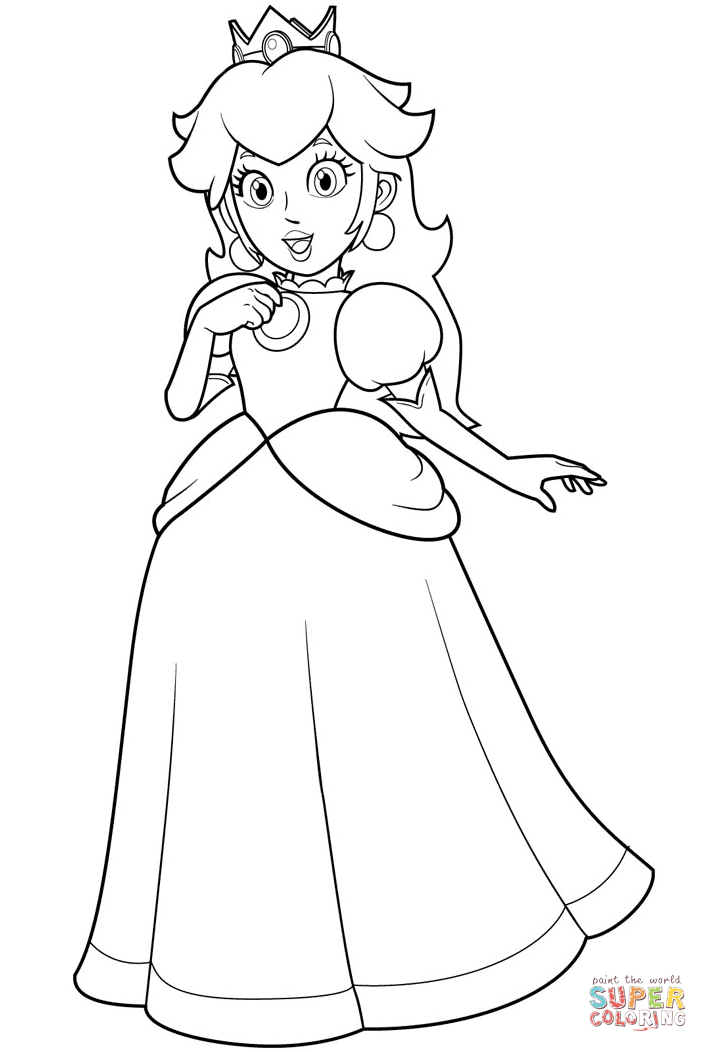 Pretty princess peach coloring page free printable coloring pages