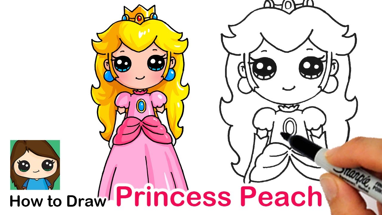 How to draw princess peach fro super ario