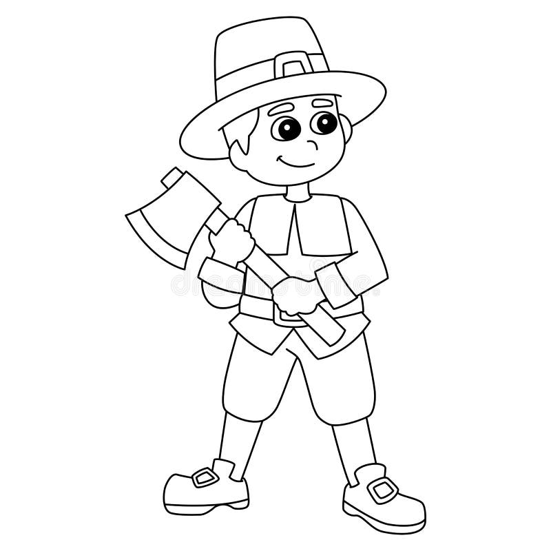 Dot to dot thanksgiving pilgrim boy coloring page stock vector